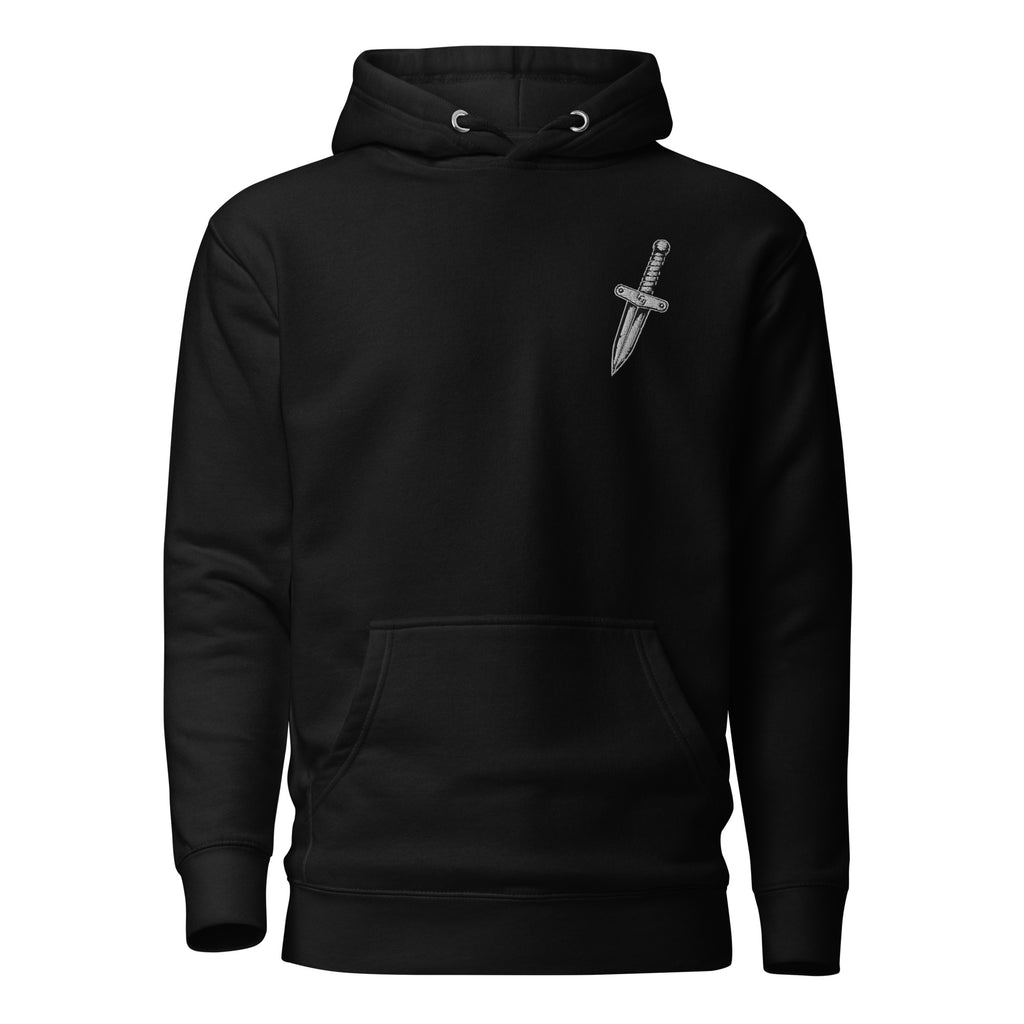 Hoodie Endless Grind noir, vue de face, logo ELG brodé poitrine gauche